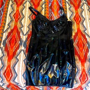 Black mini dress with metallic shine
